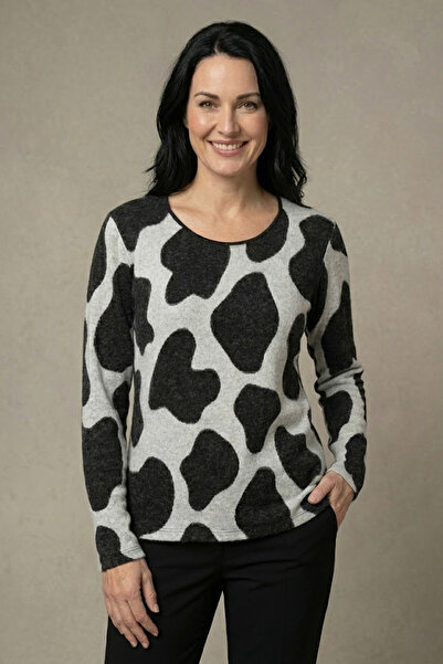 YXL COLLECTION Bluză pentru mamă, mărime mare, material elastic guler rotund ...