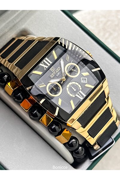 Reward Men's Watch, Steel-Silicone Band, Functions Active, Yellow Color, with Calendar, in Stylish Box, Bracelet Gift