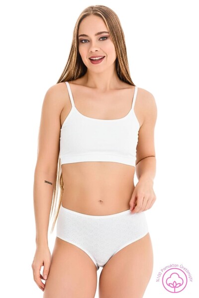 Newlilla 1506 Heart Patterned 100% Cotton Pack of 15 Women's Bato Panties