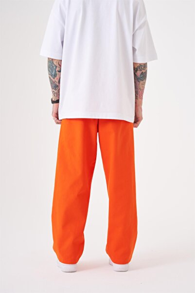 Machinist Oversized Gabardine Elastic Trousers Orange