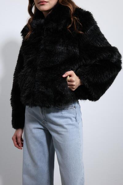 Antioch Black Plush Look Coat