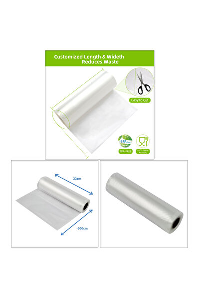 ESPERANZA Roll of embossed vacuum bags, 22 x 600 cm, BPA-free, resistant, thickness 100 μm / 330 μm