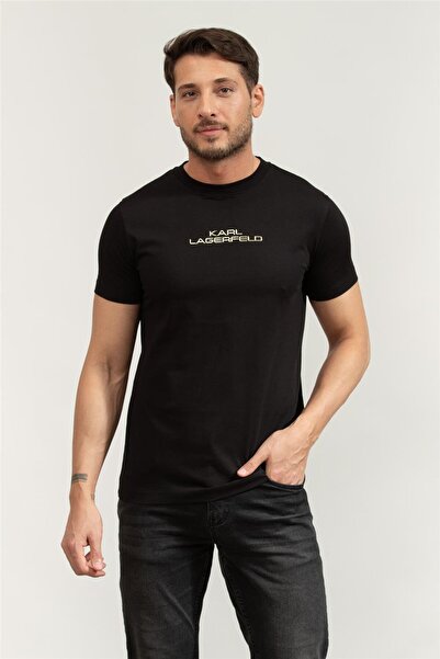 Karl Lagerfeld Crewneck Erkek Bisiklet Yaka T-Shirt Siyah