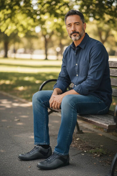 GokceKundura06 Men's Genuine Leather Lace-Up Shoes