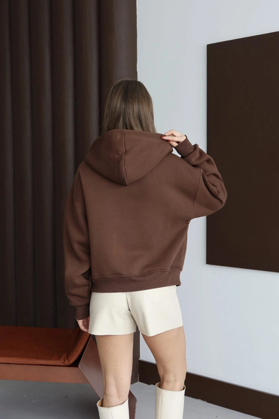 Işıltı kidss 3 Thread Fleece-Lined Hoodie Frm Coffee P510437