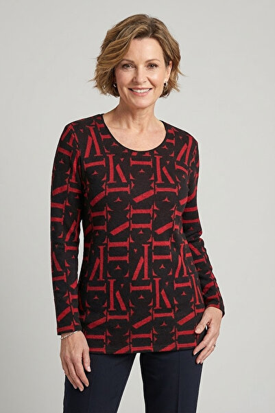 YXL COLLECTION Women's Plus Size Stretch Fabric Crew Neck Letter Pattern Soft Sweater Mom Blouse