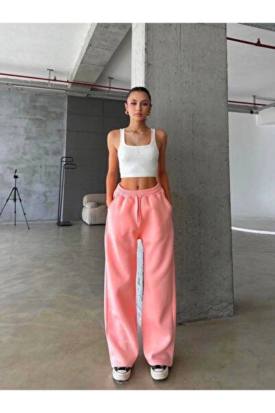 Işıltı kidss 3 Yarns Fleece-Lined Oversized Tracksuit Salmon