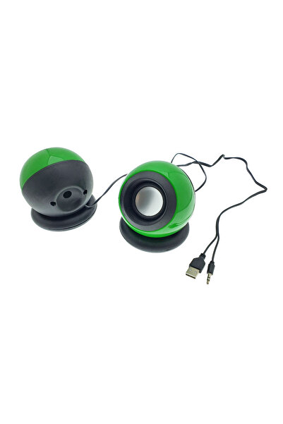 OEM Stereo speakers 2.0, Globe design, 2x 3W, USB power supply, 3.5mm jack connection, green