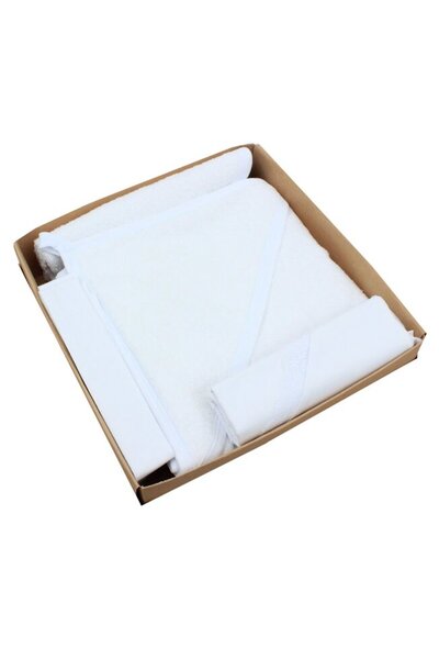 PRICHINDEL Set botez din bumbac, 4 piese, alb