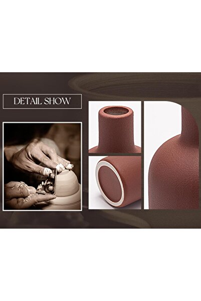 VaseTopia Ceramic Vase Set of 4 - Minimalist Boho Home Decor (Red/Green/Dark Brown/Grey)