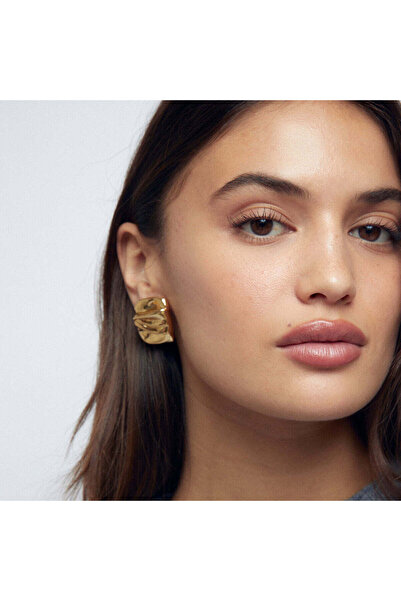 Just Pretty Corner 18 K Gold Plated Geometric Chunky Earrings for Women