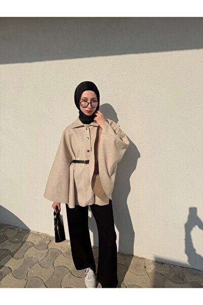 Polina Kemerli Kaşe Kadın Panço
