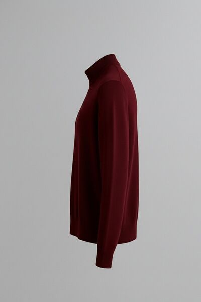 COMBİNE MİCHAİL Men's Basic Loose Burgundy Turtleneck Knit Sweater