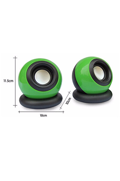OEM Stereo speakers 2.0, Globe design, 2x 3W, USB power supply, 3.5mm jack connection, green
