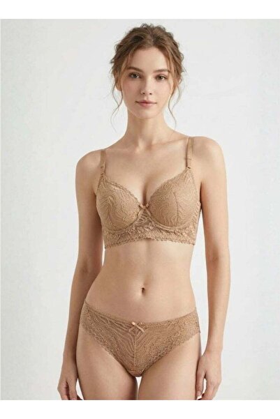 Comfort Women’s Padded Lace Bra & Panty Set – Floral Lace, Underwired Support, Everyday