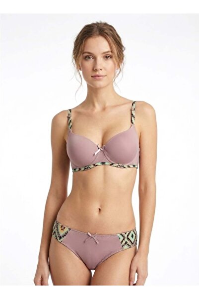 Comfort طقم حمالة صدر وسروال داخلي مطبوع مطبوع للنساء - كوب ناعم، حمالات قابل...