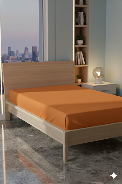 FAVORA 100% Cotton Ranforce Premium Single Fitted Sheet - Orange
