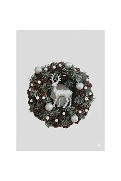 OEM Coroană lucrată manual, conuri, brad artificial, 20 cm