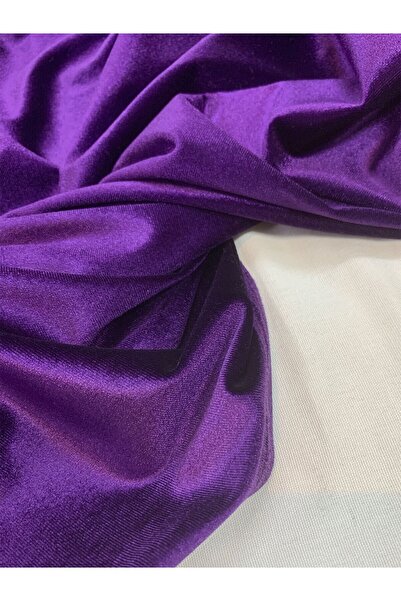 Yiğit Kumaş İpek Kadife Kumaş Likralı Dökümlü Elbiselik Mor