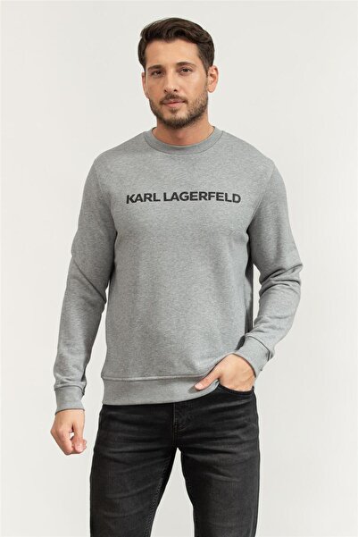 Karl Lagerfeld Crewneck Erkek Bisiklet Yaka Sweatshirt Gri