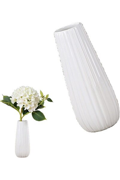 Duomama Modern White Ceramic Vase - Elegant Home & Office Decor