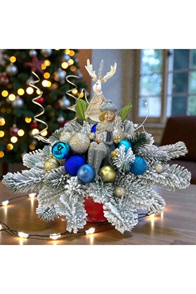 Amintiria Aranjament de Crăciun cu brad și fetiță, carte, ren