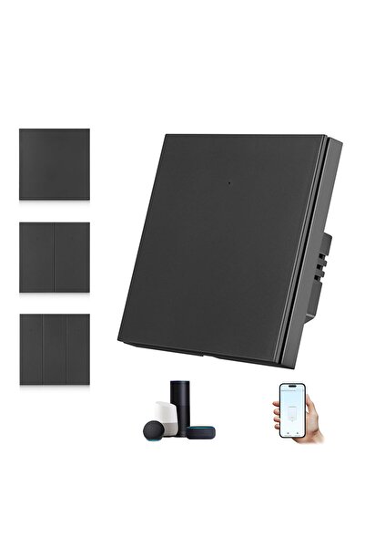 Makayuron مفتاح إضاءة ذكي يعمل بالواي فاي - زر ضغط، لا يتطلب سلكًا محايدًا، إضاءة خلفية LED (أسود، مجموعة واحدة)