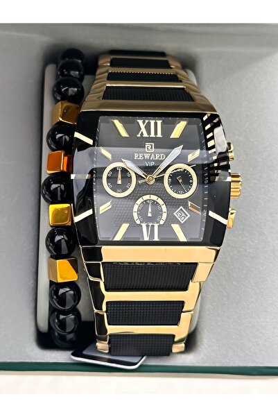 Reward Men's Watch, Steel-Silicone Band, Functions Active, Yellow Color, with Calendar, in Stylish Box, Bracelet Gift