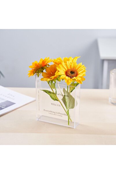 Generic Acrylic Book Vase for Flowers - Transparent Book-Shaped Floral Vase for Home Decor