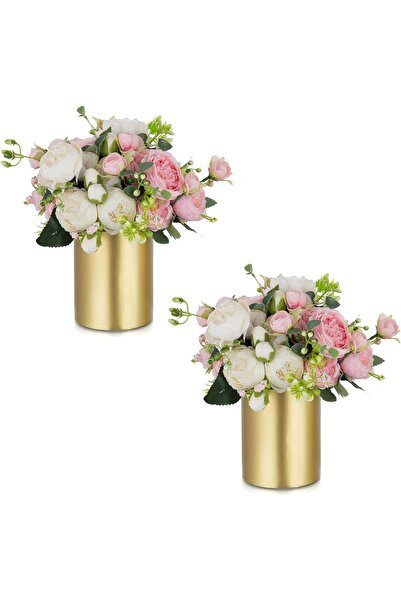 NUPTIO Gold Metal Flower Vases - 2 pcs, 13 cm (5.1 in) Centerpiece