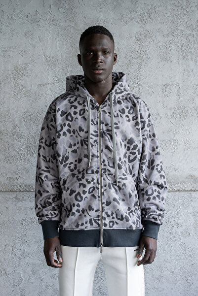 Machinist Hanorac cu fermoar pentru bărbați, cu model, fum