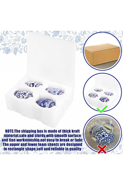 Hushee Set of 4 Small Blue and White Porcelain Chinoiserie Ginger Jars (Retro)