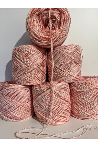 İPEK YÜN İPLİK DÜNYASI Angora Örgü İpi 2 Kat (Pudra,Beyaz) Floş Pul (Mercan) ...