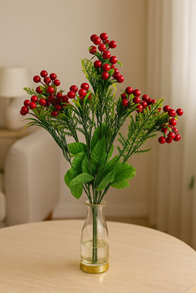 FİORELLA HEDİYE KOKİNA ÇİÇEĞİ 10 DAL KIRMIZI 55 CM YOĞUN YAPRAKLI DEKORATİF Y...