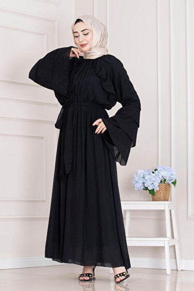 Sevitli Φόρεμα Lora με λεπτομέρεια βολάν-Μαύρο