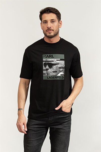 Karl Lagerfeld Crewneck Erkek Bisiklet Yaka T-Shirt Siyah