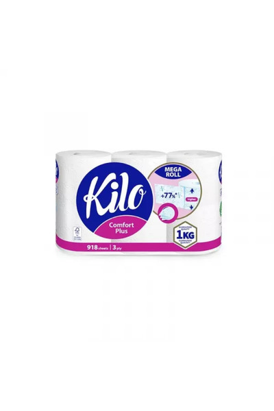 kilo Hârtie igienică albă, 3 straturi, set de 6 role