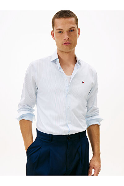 Tommy Hilfiger Men Blue Cl Poplin Bengal Shirt