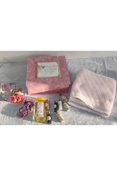 OEM Set cutie bebeluși, trusou botez, roz, pătură tricotată, ursuleț cu tutu