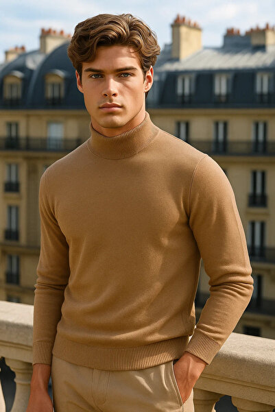 COMBİNE MİCHAİL Men's Half Turtleneck 3-Piece Knit Sweater