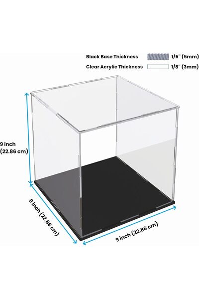 Slasa Clear Acrylic Display Case 22.8×22.8×22.8cm for Toys & Collectibles