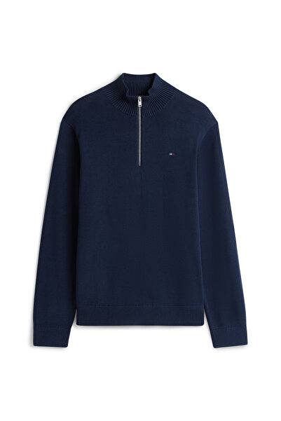 Tommy Hilfiger Men Navy Tommy Flag Quarter-Zip Slim Jumper