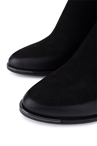 Tamer Tanca Kadın Siyah Nubuk Topuklu Bot