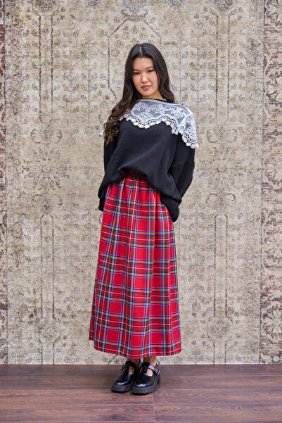 KÜÇÜĞÜM BUTİK Red Plaid Gathered Skirt