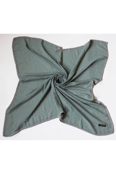 Mısırlı Eşarp 105X105 Muslin Piped Scarf - Stone, Caramel