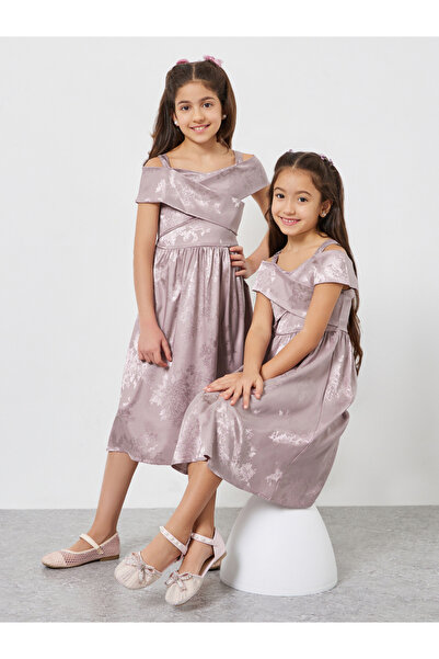 Styli Girls Lilac Cross Over Shoulder Dress
