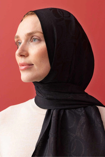 Imannoor Dama Pattern Black Naia Cotton Shawl 241-3001-100 Black