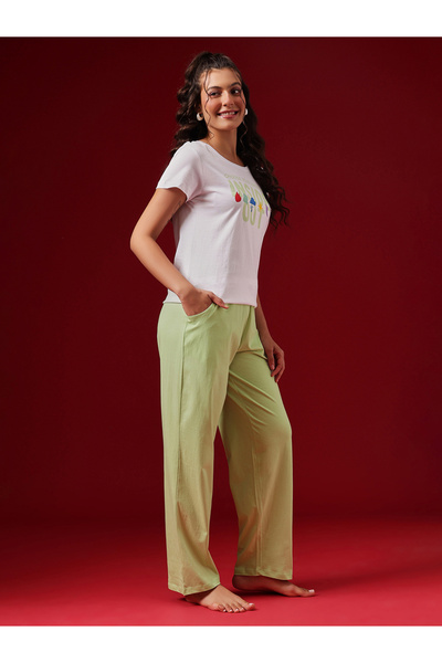 Clovia By Styli Cotton Printed T-Shirt and Pyjama Set