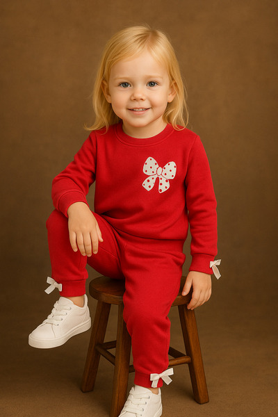 aden kids Detaliu cu fundă pentru fetiță set 4-10 ani – Costum casual confortabil și elegant