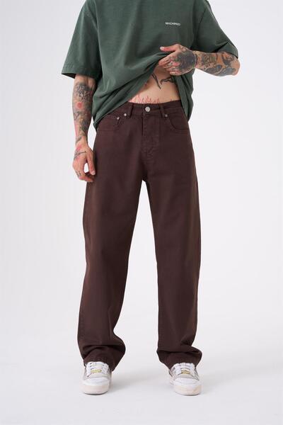 Machinist Dyed Baggy Gabardine Jeans Pants Brown
